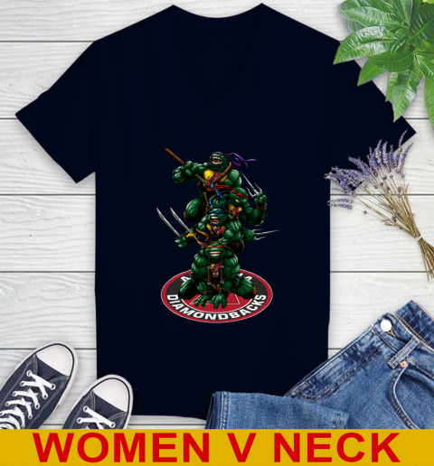 MLB Baseball Arizona Diamondbacks Teenage Mutant Ninja Turtles Shirt Women's V-Neck T-Shirt 3