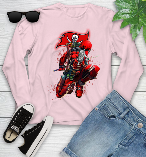 NFL Deadpool Marvel Comics Sports Football Tampa Bay Buccaneers Youth Long Sleeve 10