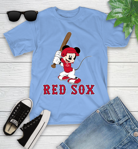 MLB Baseball Boston Red Sox Cheerful Mickey Mouse Shirt Youth T-Shirt 11