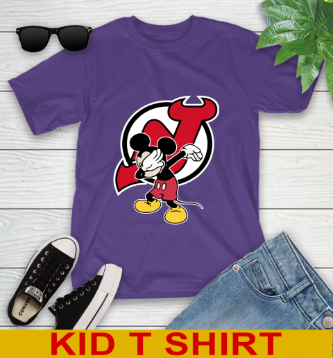 New Jersey Devils NHL Hockey Dabbing Mickey Disney Sports Youth T-Shirt 5 New Jersey Devils NHL Hockey Dabbing Mickey Disney Sports Youth T-Shirt - Image 5
