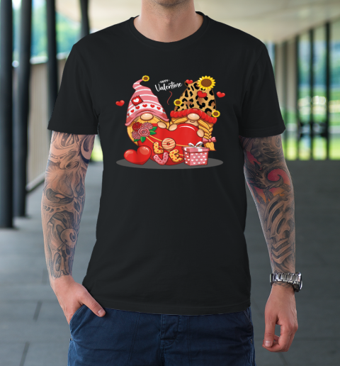 Happy Valentines Day Gnomes with Leopard Sunflower Valentine T-Shirt