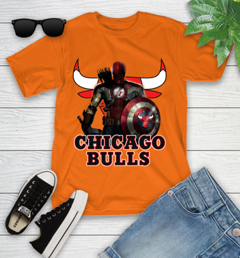 Chicago Bulls NBA Basketball Captain America Thor Spider Man Hawkeye Avengers Youth T-Shirt 7