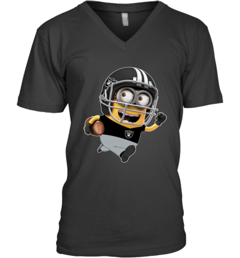 NFL Oakland Raiders Minions Disney Football Sports 8GXnQ9jr1IY v neck unisex 8 95 151514 front black