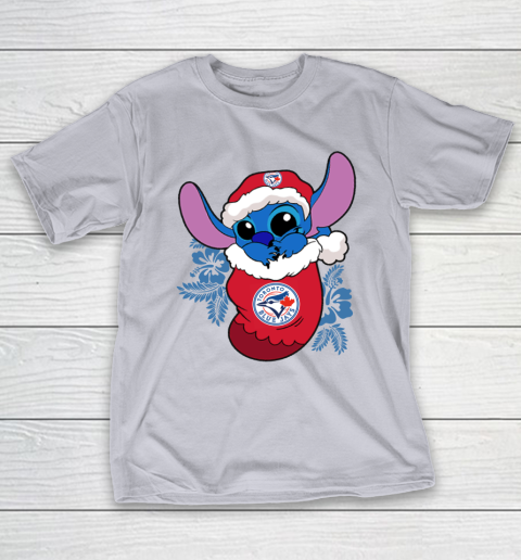 Toronto Blue Jays Christmas Stitch In The Sock Funny Disney MLB T-Shirt 7