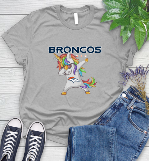 Denver Broncos NFL Football Funny Unicorn Dabbing Sports Women's T-Shirt 5