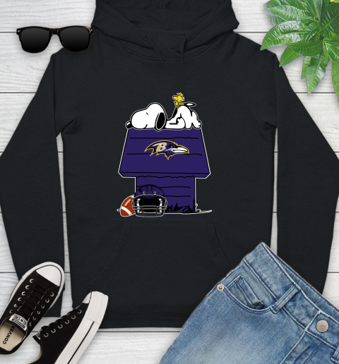 Baltimore Ravens NFL Football Snoopy Woodstock The Peanuts Movie Youth Hoodie 2