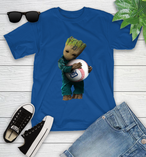 MLB Groot Guardians Of The Galaxy Baseball Sports Detroit Tigers Youth T-Shirt 9