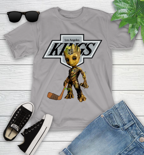 Los Angeles Kings NHL Hockey Groot Marvel Guardians Of The Galaxy Youth T-Shirt 4