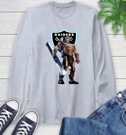 NFL Thanos Gauntlet Avengers Endgame Football Oakland Raiders Long Sleeve T-Shirt 6