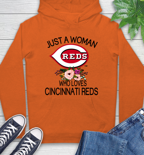MLB Just A Woman Who Loves Cincinnati Reds Baseball Sports Hoodie 3