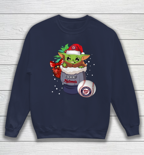 Washington Nationals Christmas Baby Yoda Star Wars Funny Happy MLB Sweatshirt 3