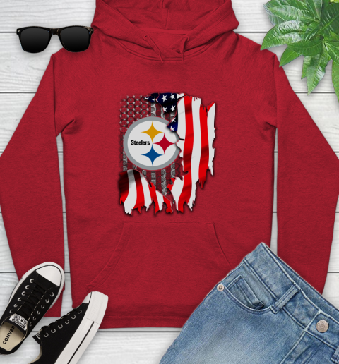 Pittsburgh Steelers NFL Football American Flag Youth Hoodie 12