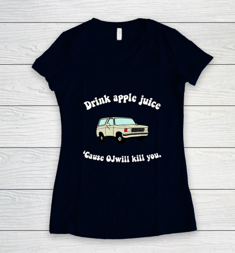 Drink Apple Juice Funny Women's V-Neck T-Shirt 2