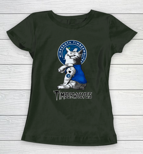 NBA Basketball My Cat Loves Minnesota Timberwolves Women's T-Shirt 4