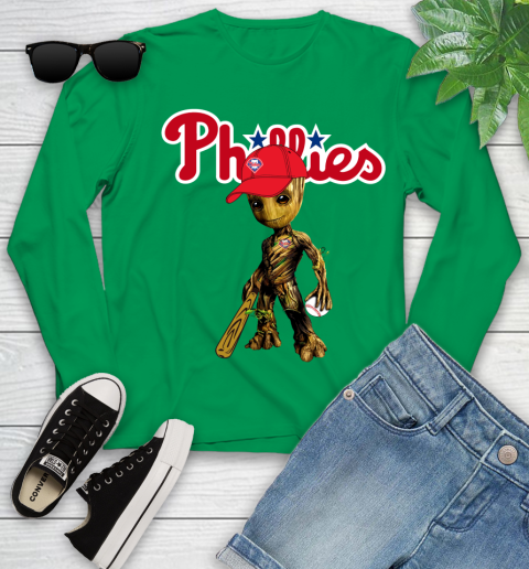 MLB Philadelphia Phillies Groot Guardians Of The Galaxy Baseball Youth Long Sleeve 6