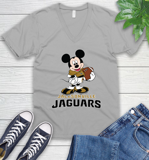 NFL Football Jacksonville Jaguars Cheerful Mickey Mouse Shirt V-Neck T-Shirt 4