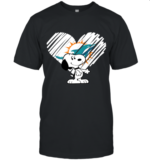 I Love Miami Dolphins Snoopy In My Heart NFL Unisex Jersey Tee