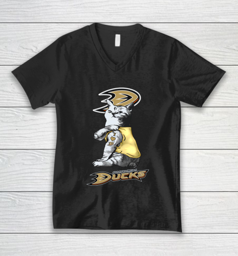 NHL My Cat Loves Anaheim Ducks Hockey V-Neck T-Shirt