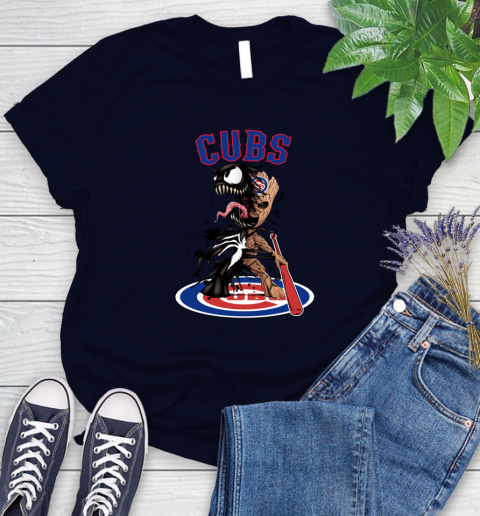 MLB Chicago Cubs Baseball Venom Groot Guardians Of The Galaxy Women's T-Shirt 3
