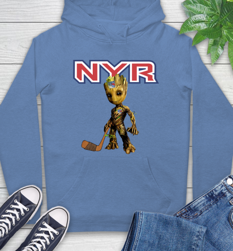 New York Rangers NHL Hockey Groot Marvel Guardians Of The Galaxy Hoodie 11