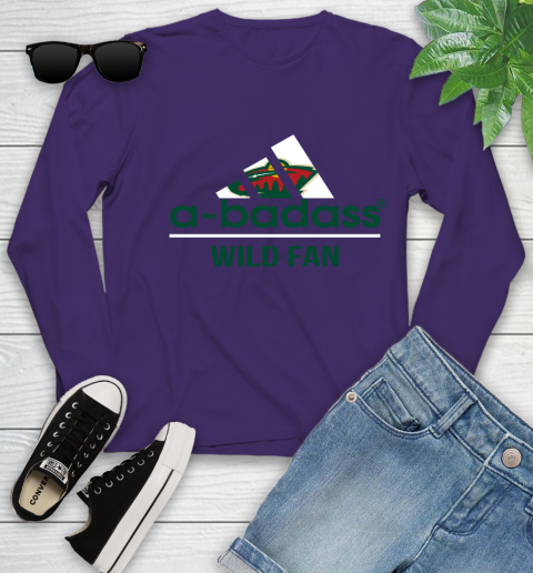 NHL A Badass Minnesota Wild Fan Adidas Hockey Sports Youth Long Sleeve 4