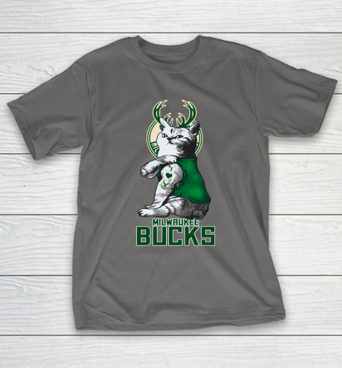 NBA Basketball My Cat Loves Milwaukee Bucks T-Shirt 8
