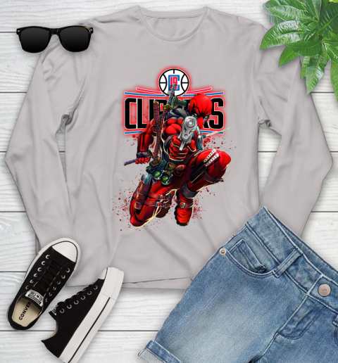 NBA Deadpool Marvel Comics Sports Basketball LA Clippers Youth Long Sleeve 12