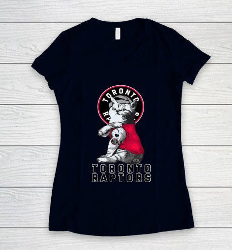 NBA Basketball My Cat Loves Toronto Raptors Women's V-Neck T-Shirt 2