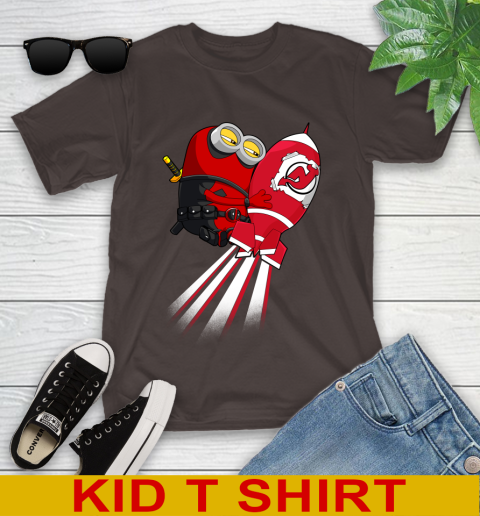 NHL Hockey New Jersey Devils Deadpool Minion Marvel Shirt Youth T-Shirt 6