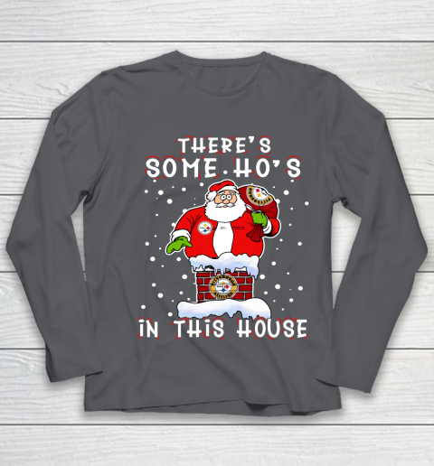 Pittsburgh Steelers Christmas There Is Some Hos In This House Santa Stuck In The Chimney NFL Youth Long Sleeve 6