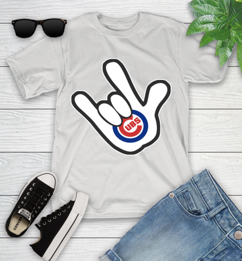Chicago Cubs MLB Baseball Mickey Rock Hand Disney Youth T-Shirt