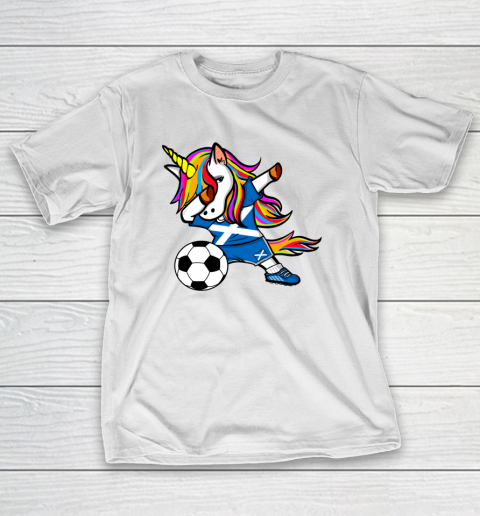 Dabbing Unicorn Scotland Football Scottish Flag Soccer T-Shirt