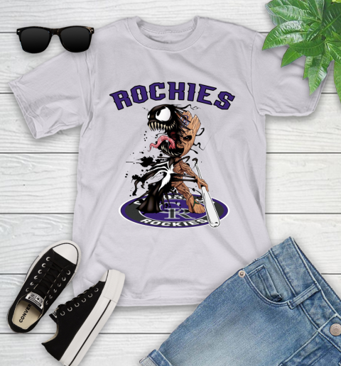 MLB Colorado Rockies Baseball Venom Groot Guardians Of The Galaxy Youth T-Shirt 4