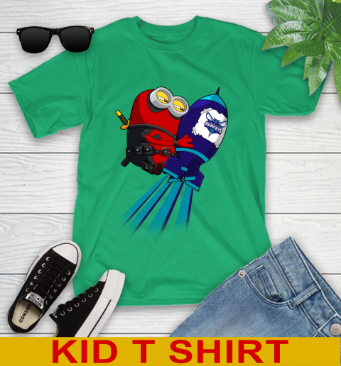 NBA Basketball Charlotte Hornets Deadpool Minion Marvel Shirt Youth T-Shirt 7