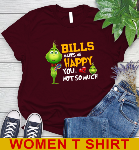 NFL Buffalo Bills Makes Me Happy You Not So Much Grinch Football Sports Women's T-Shirt 6