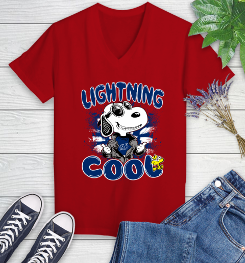 NHL Hockey Tampa Bay Lightning Cool Snoopy Shirt Women's V-Neck T-Shirt 8