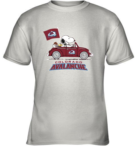 Snoopy And Woodstock Ride The Colorado Avalanche Car NHL Youth T-Shirt
