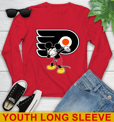 Philadelphia Flyers NHL Hockey Dabbing Mickey Disney Sports Youth Long Sleeve 11