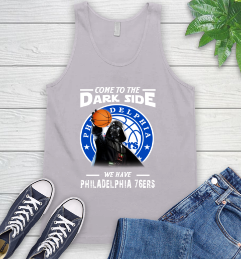 NBA Come To The Dark Side We Have Philadelphia 76ers Star Wars Darth Vader Basketball Tank Top 3