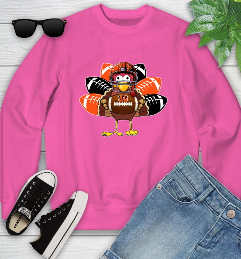 Cincinnati Bengals Turkey Thanksgiving Day Youth Sweatshirt 7