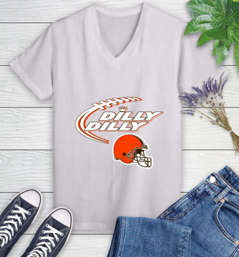 NFL Cleveland Browns Dilly Dilly Football Sports Women's V-Neck T-Shirt