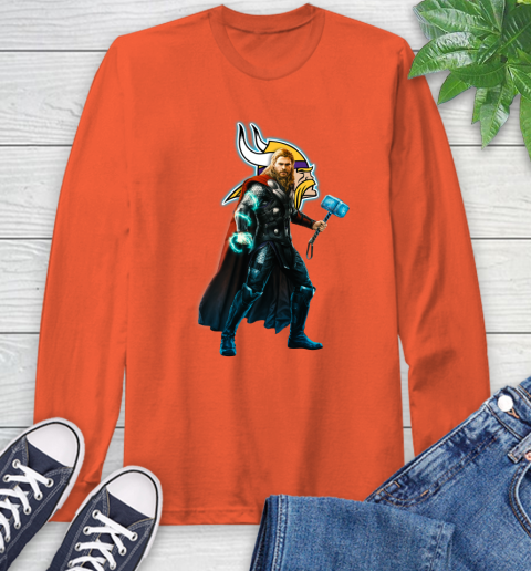 NFL Thor Avengers Endgame Football Minnesota Vikings Long Sleeve T-Shirt 5