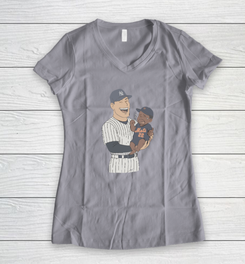 Yankees Holding Crying Mets Baby Women's V-Neck T-Shirt 2