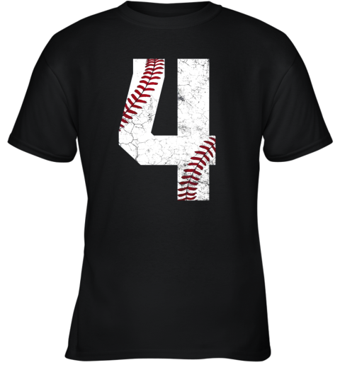 Kids 4th Birthday Shirt Baseball Boys Kids Four 4 Fourth Gift Youth T-Shirt