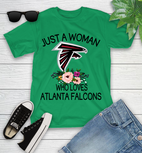 NFL Just A Woman Who Loves Atlanta Falcons Football Sports Youth T-Shirt 3