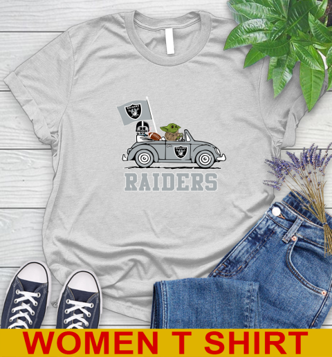NFL Football Oakland Raiders Darth Vader Baby Yoda Driving Star Wars Shirt Women's T-Shirt