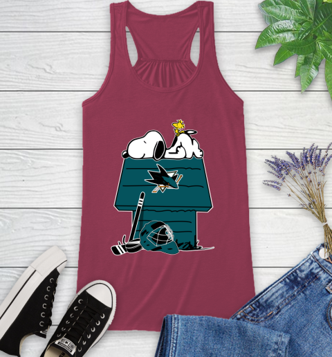 San Jose Sharks NHL Hockey Snoopy Woodstock The Peanuts Movie Racerback Tank 8