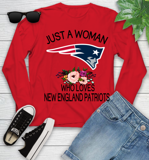 NFL Just A Woman Who Loves New England Patriots Football Sports Youth Long Sleeve 8