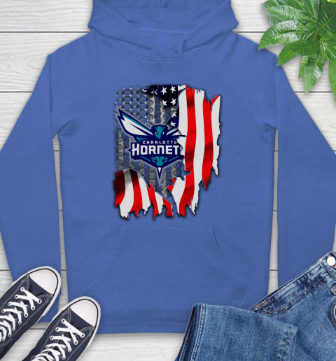 Charlotte Hornets NBA Basketball American Flag Hoodie 9