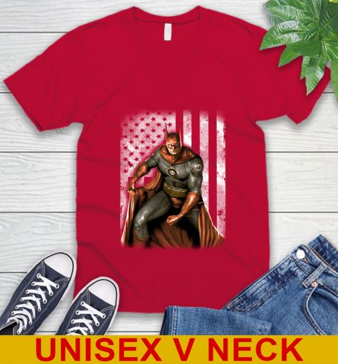 San Francisco Giants MLB Baseball Batman DC American Flag Shirt V-Neck T-Shirt 6